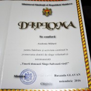 Diplomă Academiei Militare pentru fidelitate şi activitate în promovarea donării de sînge